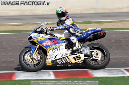 2009-09-27 Imola 3453 Variante bassa - Superbike - Race 1 - Matteo Baiocco - Kawasaki ZX 10R